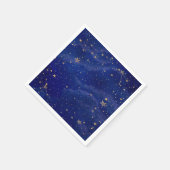ブルー銀河系とゴールデンスターズ スタンダードカクテルナプキン (角)