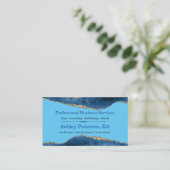 ブルー銀河系アガテウォーターカラーフェイクグリッター 名刺 (スタンド正面)