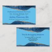 ブルー銀河系アガテウォーターカラーフェイクグリッター 名刺 (正面/裏面)