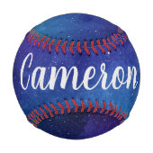 ブルー銀河系シテラルスターズ宇宙アートパーソナライズされた 野球ボール (裏面)