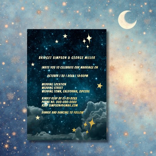 ブルー銀河系ス結婚カイ 箔招待状