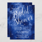 ブルー銀河系天星ライトズブライダルシャワー 招待状 (正面/裏面)