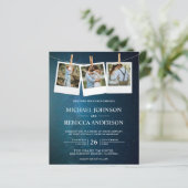 ブルー銀河系宇宙フォトバジェット結婚式招待状 (スタンド正面)