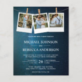 ブルー銀河系宇宙フォトバジェット結婚式招待状 (正面)