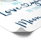 ブルー銀河系愛する月とバック誕生日 ポスター (角)