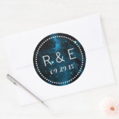 ブルー銀河系結婚式の引き出物シール ラウンドシール (封筒)