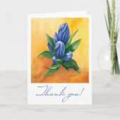 ブルー開花ウォーターカラーアート – 折り畳みサンキューカード サンキューカード (正面)