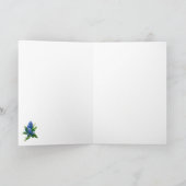 ブルー開花ウォーターカラーアート – 折り畳みサンキューカード サンキューカード (内部)