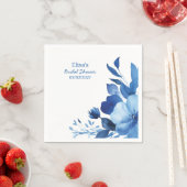 ブルー開花ウォーターカラーカスタムブライダルシャワー スタンダードカクテルナプキン (インサイチュ)