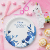 ブルー開花ウォーターカラーカスタムブライダルシャワー ペーパープレート (パーティー)
