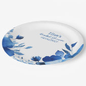 ブルー開花ウォーターカラーカスタムブライダルシャワー ペーパープレート (アングル)