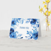 ブルー開花ウォーターカラーサンキューカスタム カード (黄色い花)