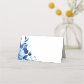 ブルー開花ウォーターカラーバルミツワーカスタム プレイスカード (裏面)