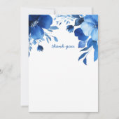 ブルー開花ウォーターカラーブライダルシャワーカスタム サンキューカード (正面)