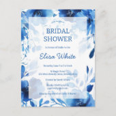 ブルー開花ウォーターカラーブライダルシャワーカスタム ポストカード (正面)