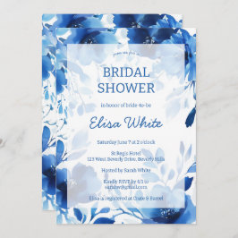 ブルー開花ウォーターカラーブライダルシャワーカスタム 招待状
