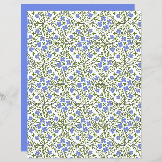 ブルー開花ディティ花柄紙シート (正面/裏面)