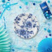 ブルー開花丼 ペーパープレート (パーティー)