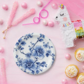 ブルー開花丼 ペーパープレート (パーティー)