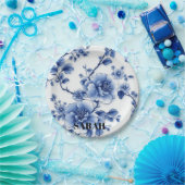 ブルー開花紙プレート ペーパープレート (パーティー)