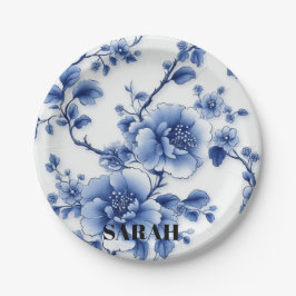 ブルー開花紙プレート ペーパープレート