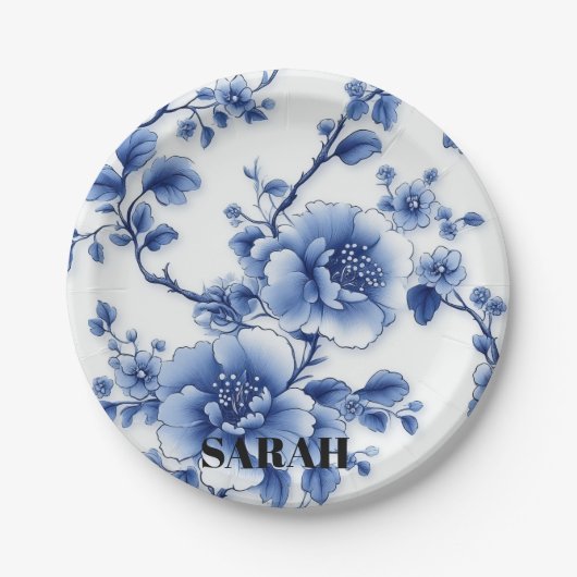 ブルー開花紙プレート ペーパープレート (正面)