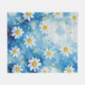 ブルー開花 フリースブランケット (正面(横))