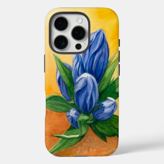 ブルー開花iPhone 16 Proケース – ボタニカルアート Case-Mate iPhoneケース (裏面)
