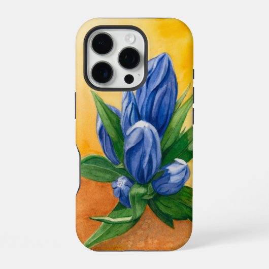 ブルー開花iPhone 16 Proケース – ボタニカルアート iPhoneケース (裏面)