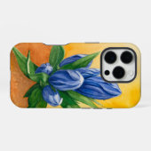 ブルー開花iPhone 16 Proケース – ボタニカルアート iPhoneケース (裏面横)
