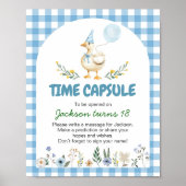 ブルー間抜けグース誕生日タイムカプセル記号 ポスター (正面)