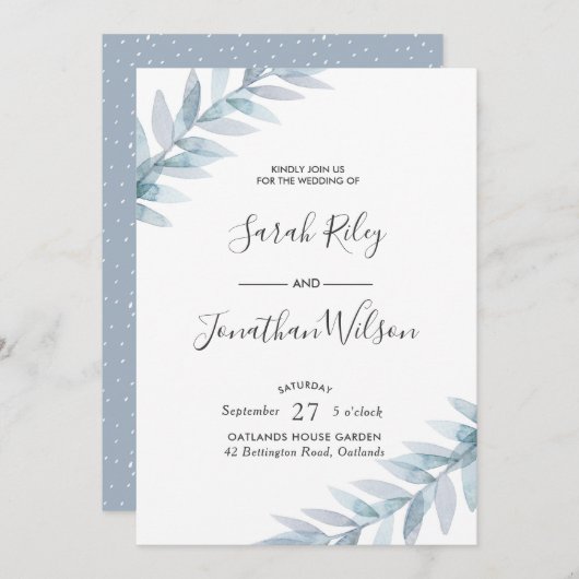 ブルー離れウィンターウェディング 招待状 (正面/裏面)