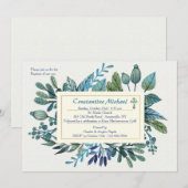 ブルー離れ招待状とベリー 招待状 (正面/裏面)