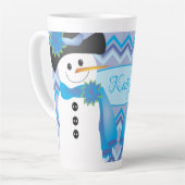 ブルー雪だるまアート カフェラテマグ (左アングル)