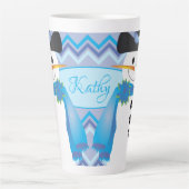 ブルー雪だるまアート カフェラテマグ (正面)