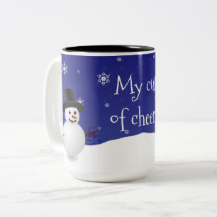 ブルー雪だるまウィンターシーンクリスマスマグ ツートーンマグカップ