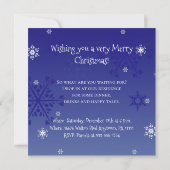 ブルー雪だるまウィンターシーンクリスマス招待状 招待状 (裏面)