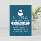 ブルー雪だるまクリスマスパーティの招待状 案内状 (スタンド正面)