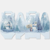 ブルー雪だるまクリスマスパーティーボックス フェイバーボックス (見開き)