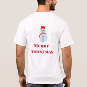 ブルー雪だるまクリスマスメリークリスマス追加の名前te tシャツ (裏面)