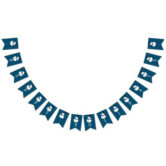 ブルー雪だるまハッピーホリデイズ バンティングフラッグ (全)