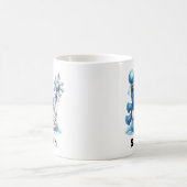 ブルー雪だるまメリークリスマスサイン コーヒーマグカップ (中央)