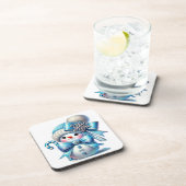 ブルー雪だるま冬時間 コースター (右側)