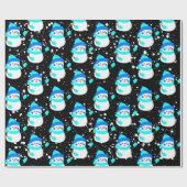 "ブルー雪だるま"クリスマステーマ ラッピングペーパー (フラット)