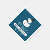 ブルー雪だるま、クリスマスパーティー スタンダードカクテルナプキン (角)