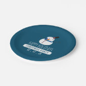 ブルー雪だるま、クリスマスパーティー ペーパープレート (アングル)