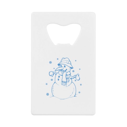 ブルー雪だるま クレジットカード栓抜き (正面)