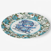 ブルー雪だるま ペーパープレート (アングル)