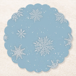 ブルー雪の降る様子 ペーパーコースター