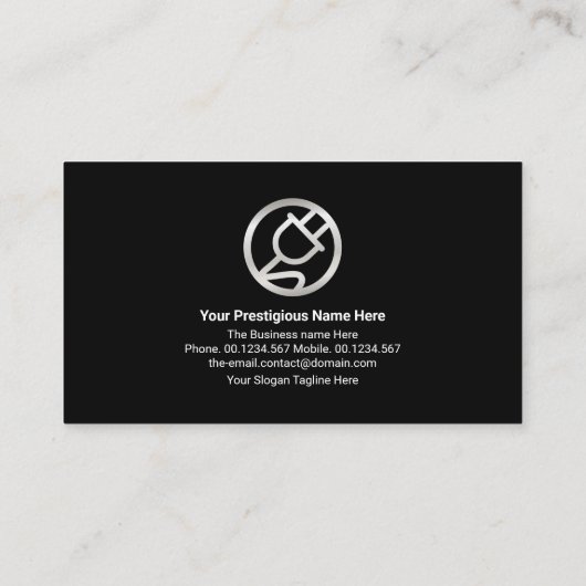 ブルー電気稲妻ストライクシルバー電源プラグ 名刺 (裏面)